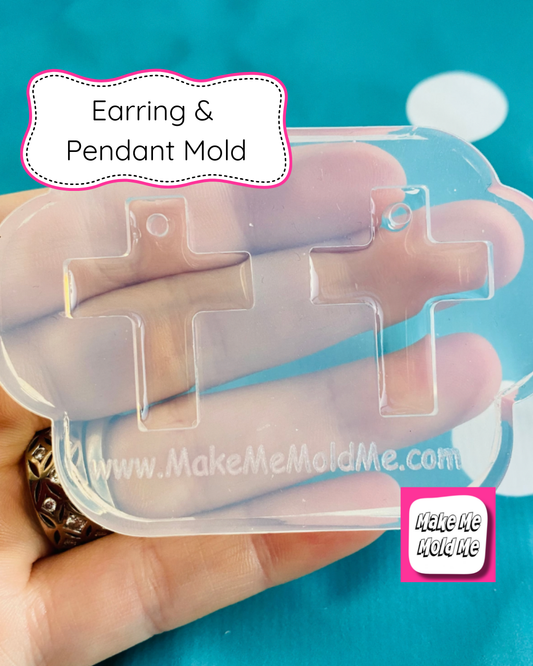 30mm 2 in 1 Earring and Pendant Cross Domed Mold