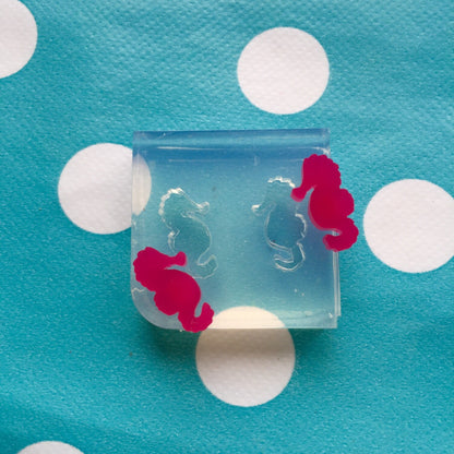 12mm Clear Silicone Seahorse Earring Mold for Resin | Stud Ocean Sea life Craft Nautical