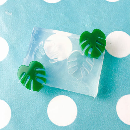 15mm Monstera Leaf Silicone Earring Mold - Resin Mould Stud Shape Tropical EM99 ccc T