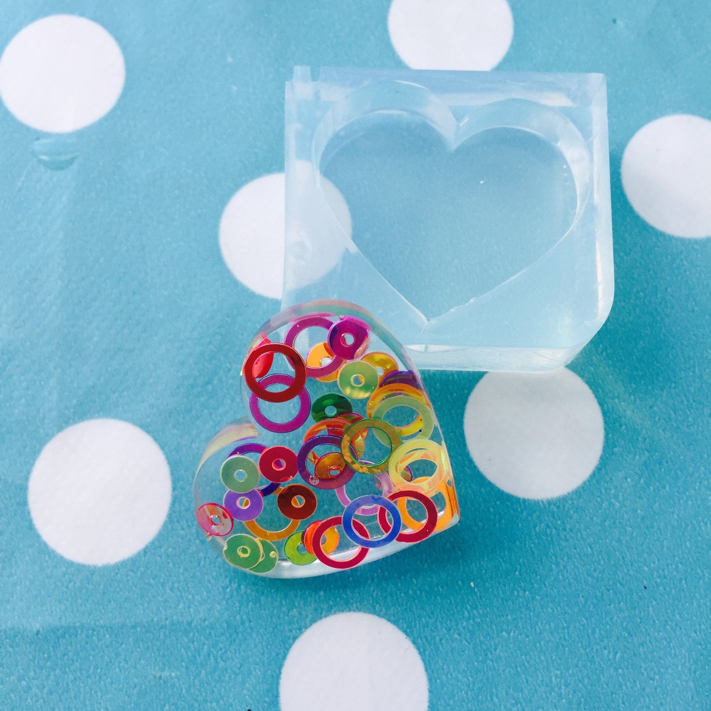 35mm Flat Heart Clear Silicone Mold