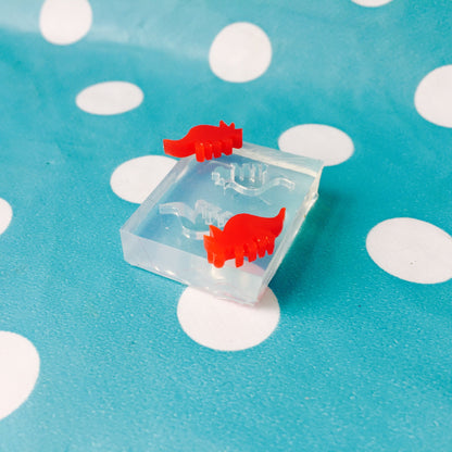 8mm Silicone Triceratops Stud Earring Mold - Resin Mould Crafter Dinosaur EM101 ccc T
