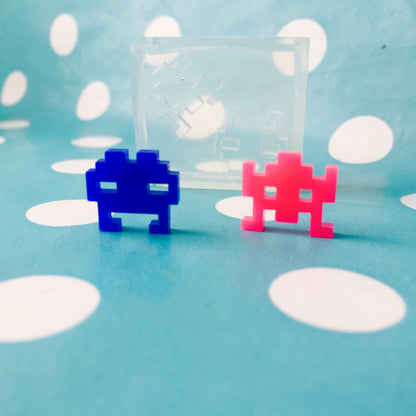 Space Invaders Aliens Earring Mold - Silicone Resin Mould Stud Outerspace EM105 T