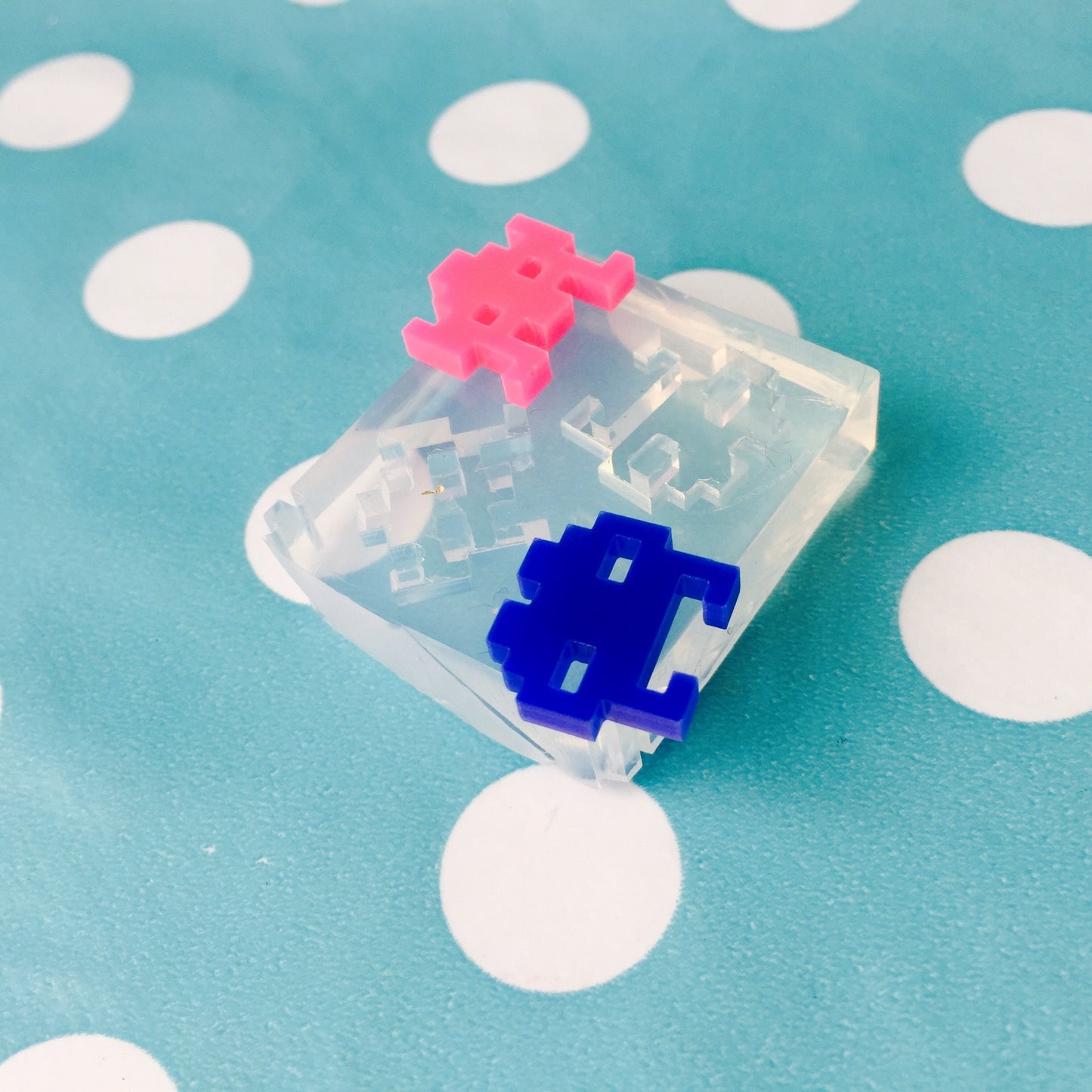 Space Invaders Aliens Earring Mold - Silicone Resin Mould Stud Outerspace EM105 T