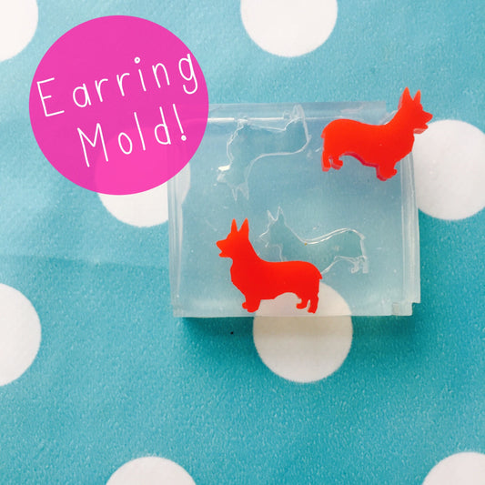 Silicone Earring Corgi dog Stud Mold  - Earrings Resin Crafter Mould Breed EM39 ccc T