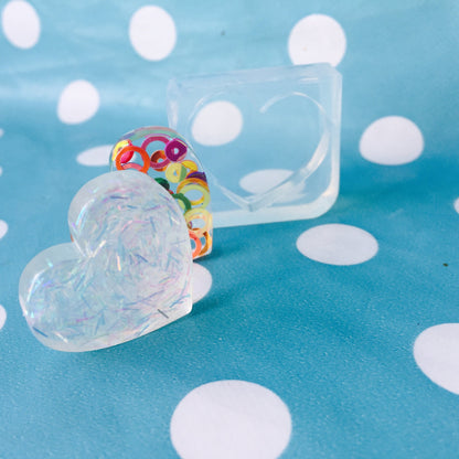 35mm Flat Heart Clear Silicone Mold