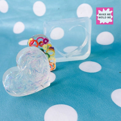 35mm Flat Heart Clear Silicone Mold
