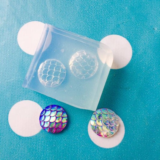 12mm Mermaid Scale Cabochons Resin Silicone Stud Earrings Mould EM237