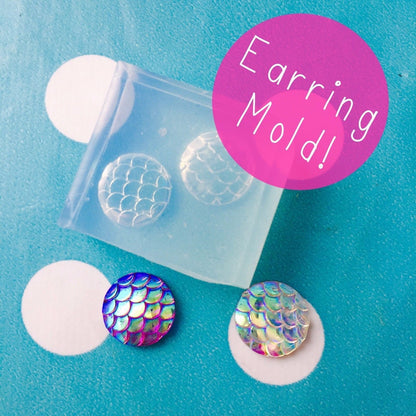 12mm Mermaid Scale Cabochons Resin Silicone Stud Earrings Mould EM237