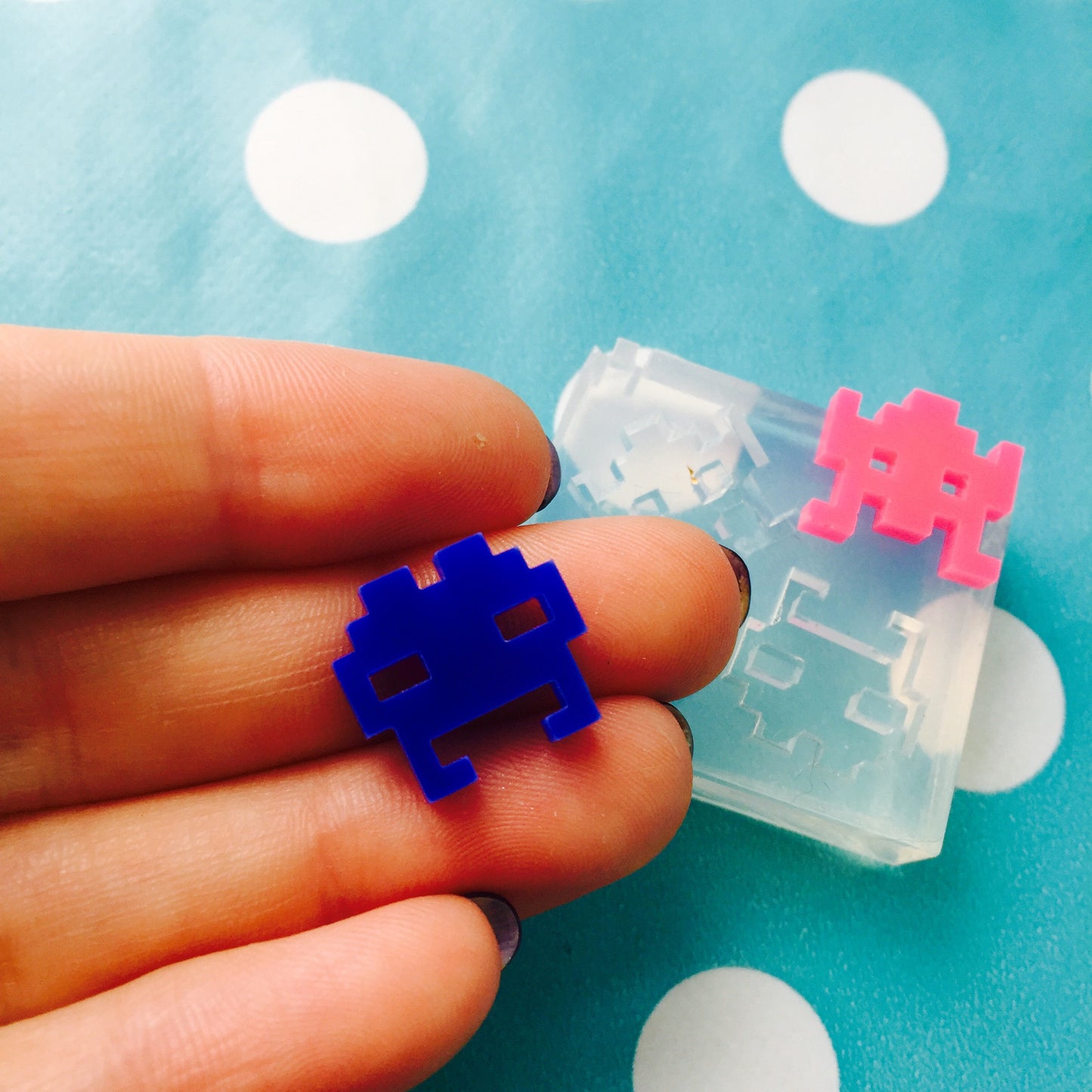 Space Invaders Aliens Earring Mold - Silicone Resin Mould Stud Outerspace EM105 T