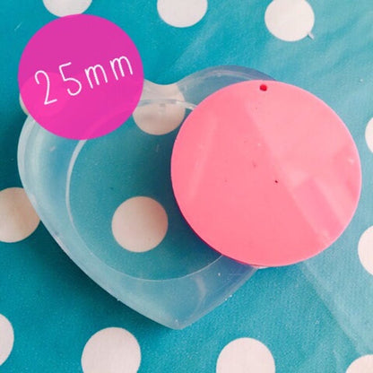 Silicone 25mm Flat Circle Disc Mold  - Earrings Resin Craft Mould PM20