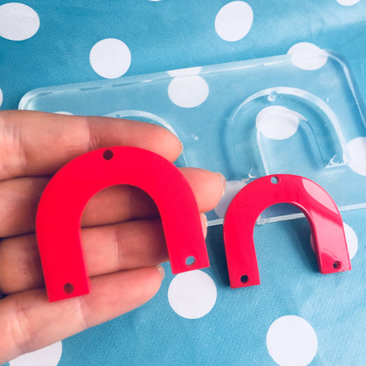 35mm Flat Arc Silicone Mold - Charm Earring Dangle with Holes Statement EM16