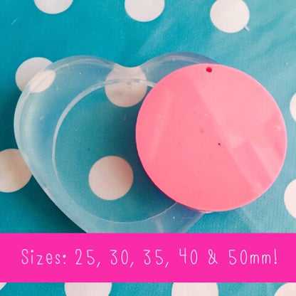 Silicone 30mm Flat Circle Disc Mold  - Earrings Resin Crafter Mould Round PM13