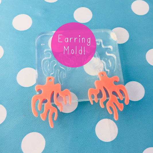 Coral Earring Mold - Silicone Resin Mould Stud Shape Shape Ocean Reef EM01