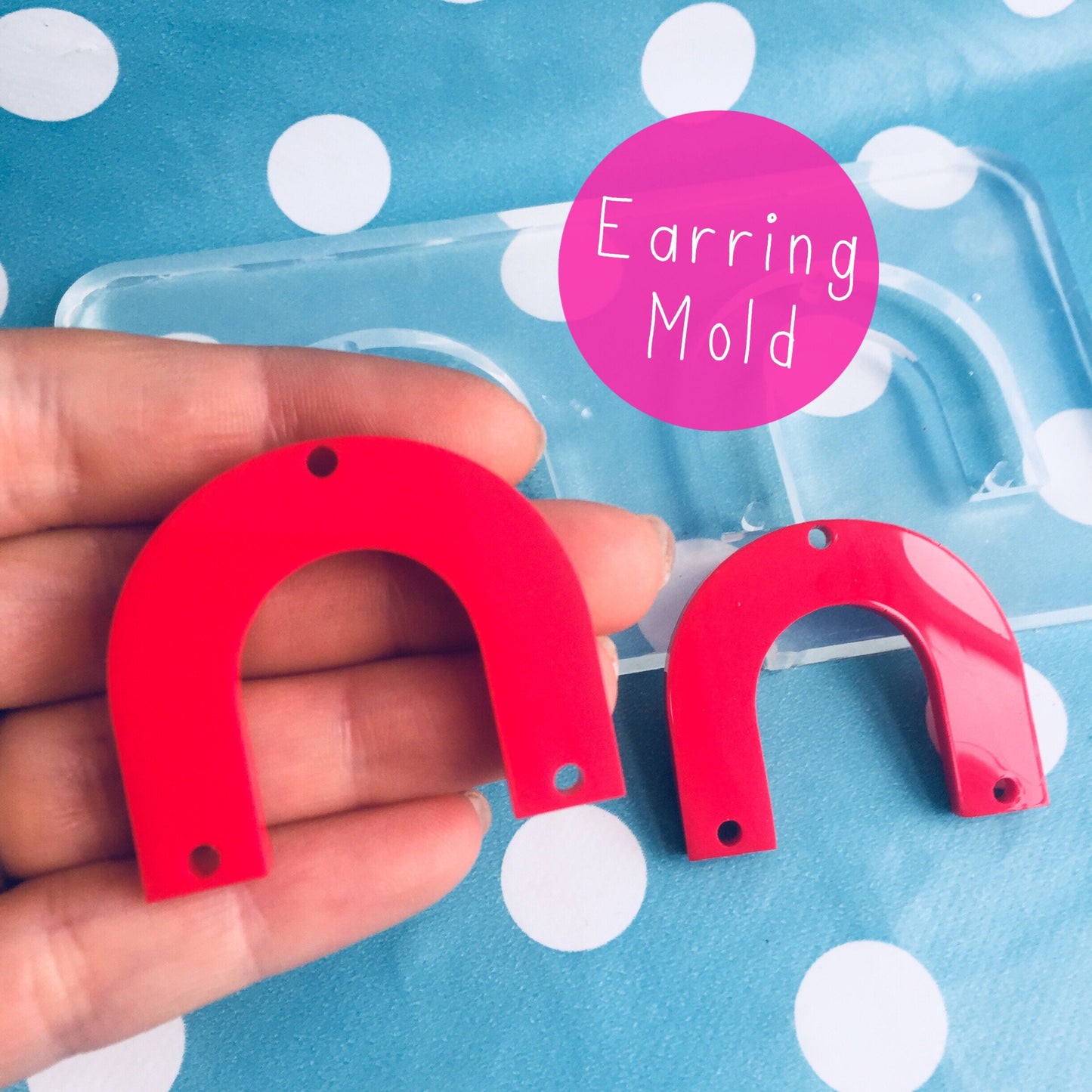 35mm Flat Arc Silicone Mold - Charm Earring Dangle with Holes Statement EM16