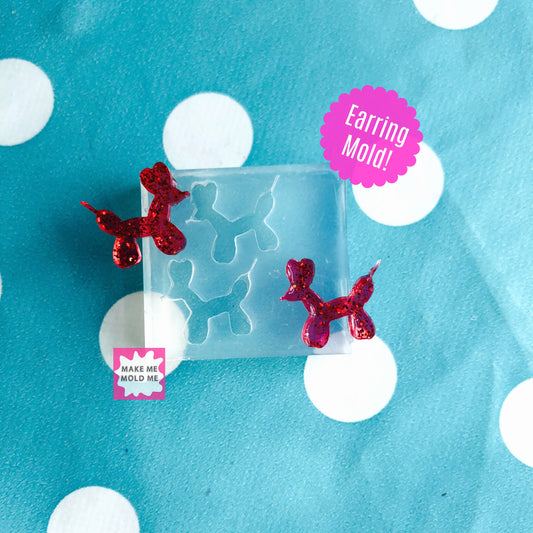 15mm Clear Silicone Balloon Dog Earring Mold for Resin | Party Balloons Funfair Quirky