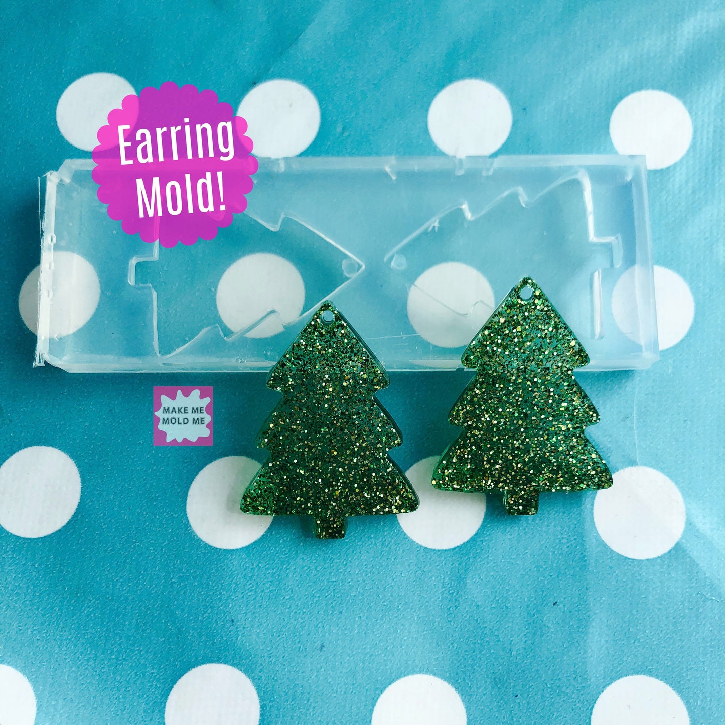 40mm Silicone Dangle Earring Mold Christmas Tree