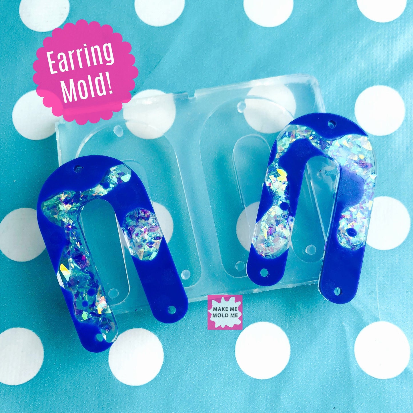 50mm Flat Curved Arc Silicone Earring Mold - Charm Earring Dangle EM13