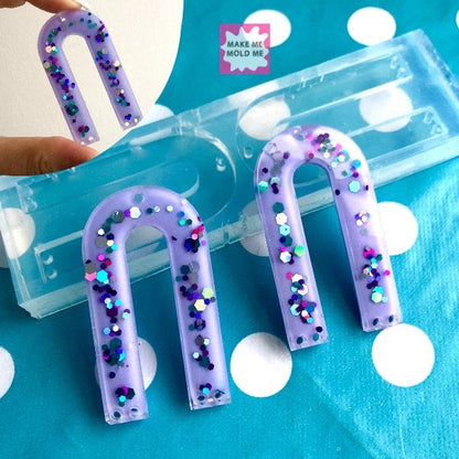 55mm Flat  Curved Arc Silicone Mold - Charm Earring Dangle with Holes Statement