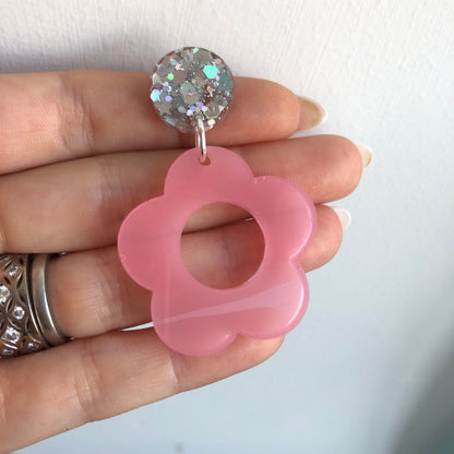 Clear silicone molds for resin  35mm XL Flat Flower Silicone Dangle Earring Mold  EM19