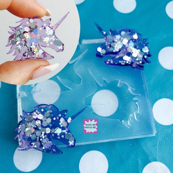35mm Silicone Earring Unicorn Mold  - Earrings Resin Crafter Mould Mystical Animal EM22 with hole