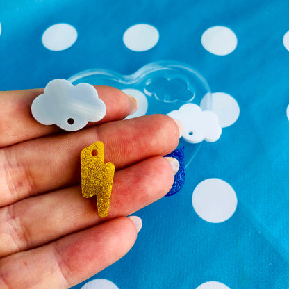 Clear silicone molds for resin Rain Thunder Cloud Earrings Weather Raindrop EM35