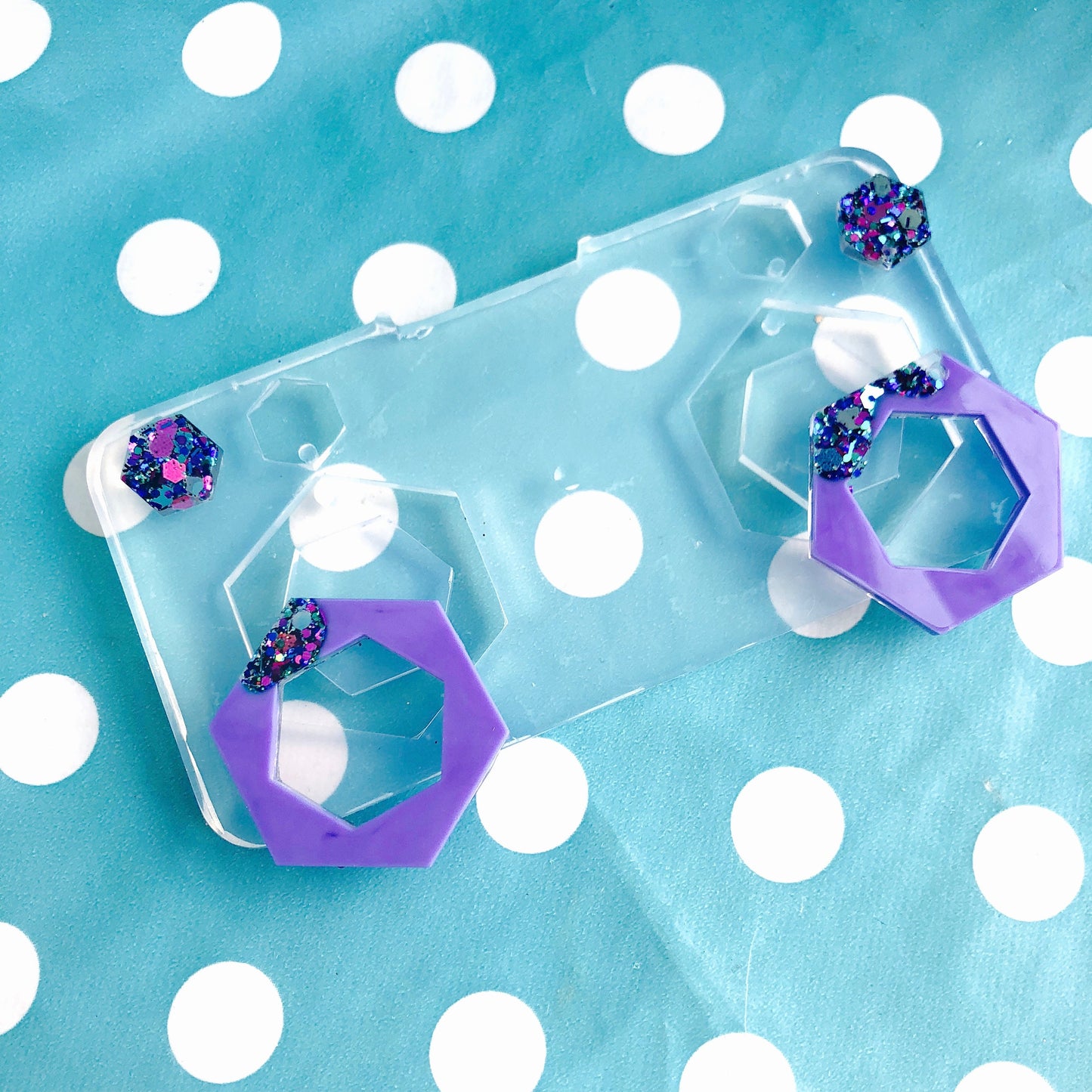 Clear silicone molds for resin  35mm XL Cut Out Hexagon Earring Mold - Silicone Mold Craft Resin Earrings EM29