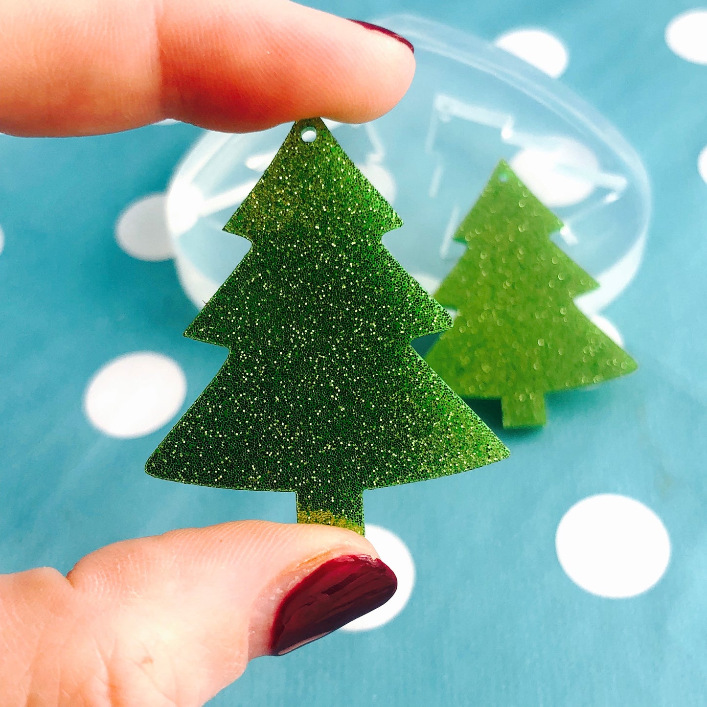 40mm Silicone Dangle Earring Mold Christmas Tree - Dangle Drop Statement Large Earrings Resin Crafter Mould EM41