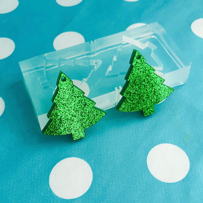 Clear silicone molds for resin  27mm Silicone Christmas Tree Dangle Earring Mold EM44