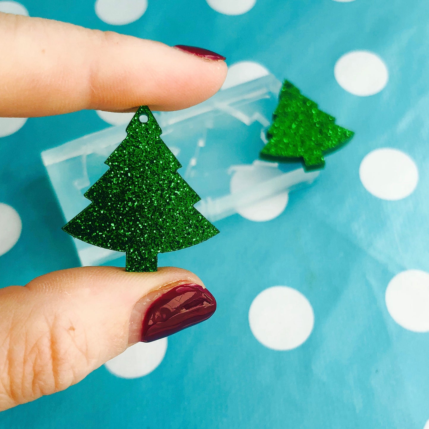 Clear silicone molds for resin  27mm Silicone Christmas Tree Dangle Earring Mold EM44