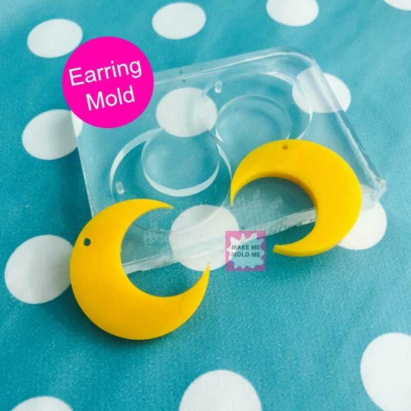 27mm Flat Crescent Moon Silicone Earring Mold - EM390