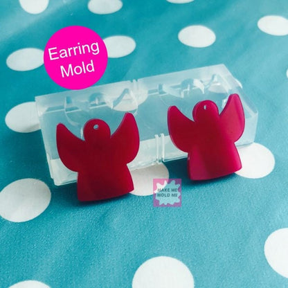 Angel Dangle Earring Mold - Silicone Resin Mould Stud Heaven Spiritual Shape Christmas EM47 T