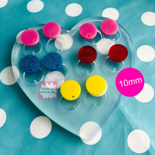Silicone Earring 10mm Circle Disc Mold  - Earrings Resin Crafter Mould Round EM270
