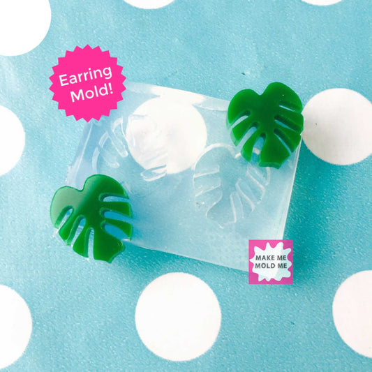 15mm Monstera Leaf Silicone Earring Mold - Resin Mould Stud Shape Tropical EM99 ccc T