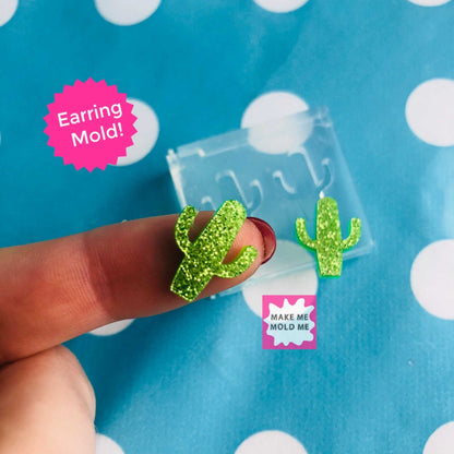 15mm Silicone Earring Cactus Cacti Mold  - Earrings Resin Crafter Mould EM279