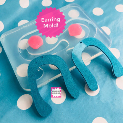 60mm XL Noodle Arc Silicone Dangle Earring Mold - Resin Mould EM300