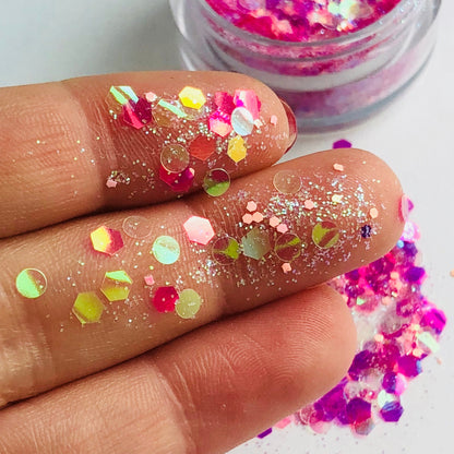 Amazing Festival Chic Pink Bubble Burst Iridescent Glitter MM07