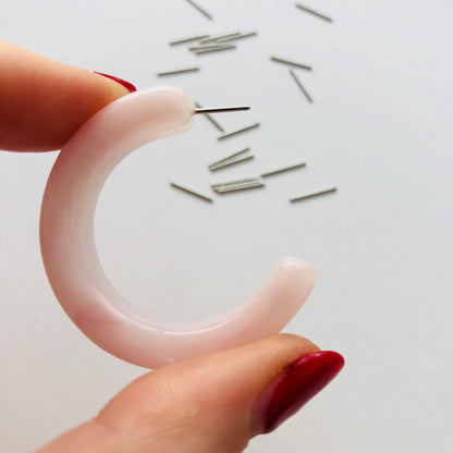 10  (5 pairs) Silver Surgical Steel Plain Groove Post Stud Earring Blanks MM48