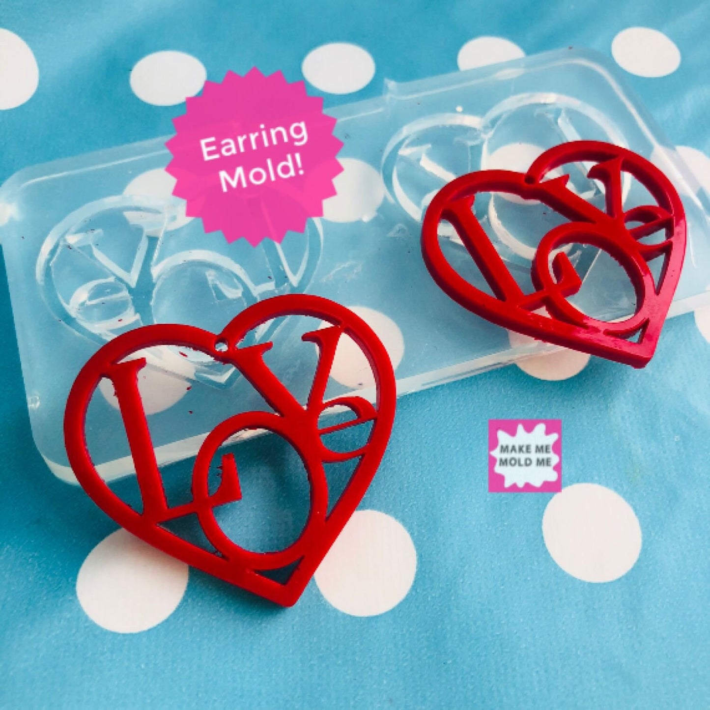 Silicone Earring Love Heart Dangle  Mold
