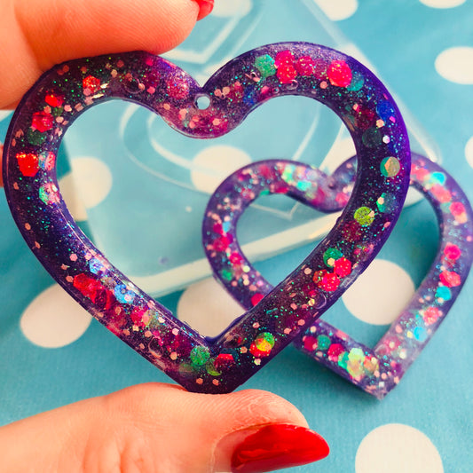 XL 50mm Silicone Heart Dangle  Mold  - Earrings Resin Crafter Mould EM292