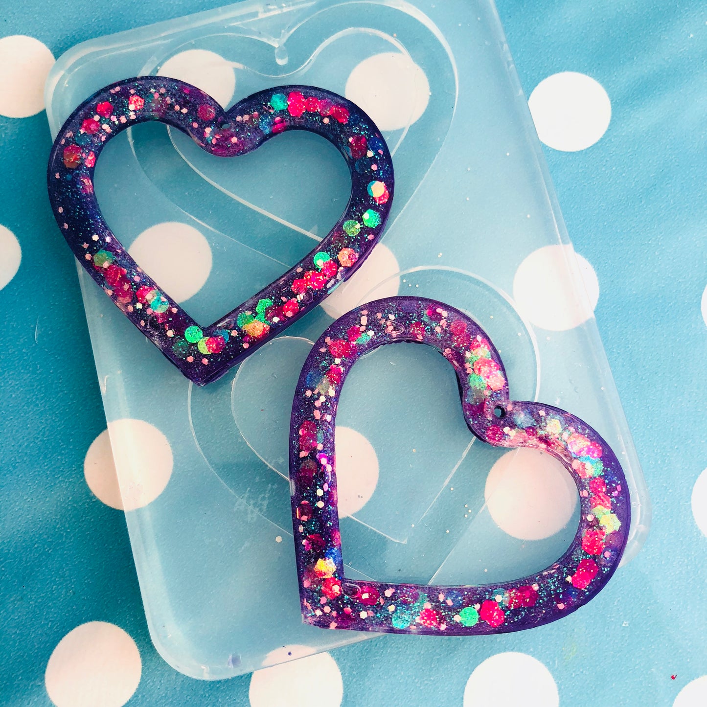 XL 50mm Silicone Heart Dangle  Mold  - Earrings Resin Crafter Mould EM292