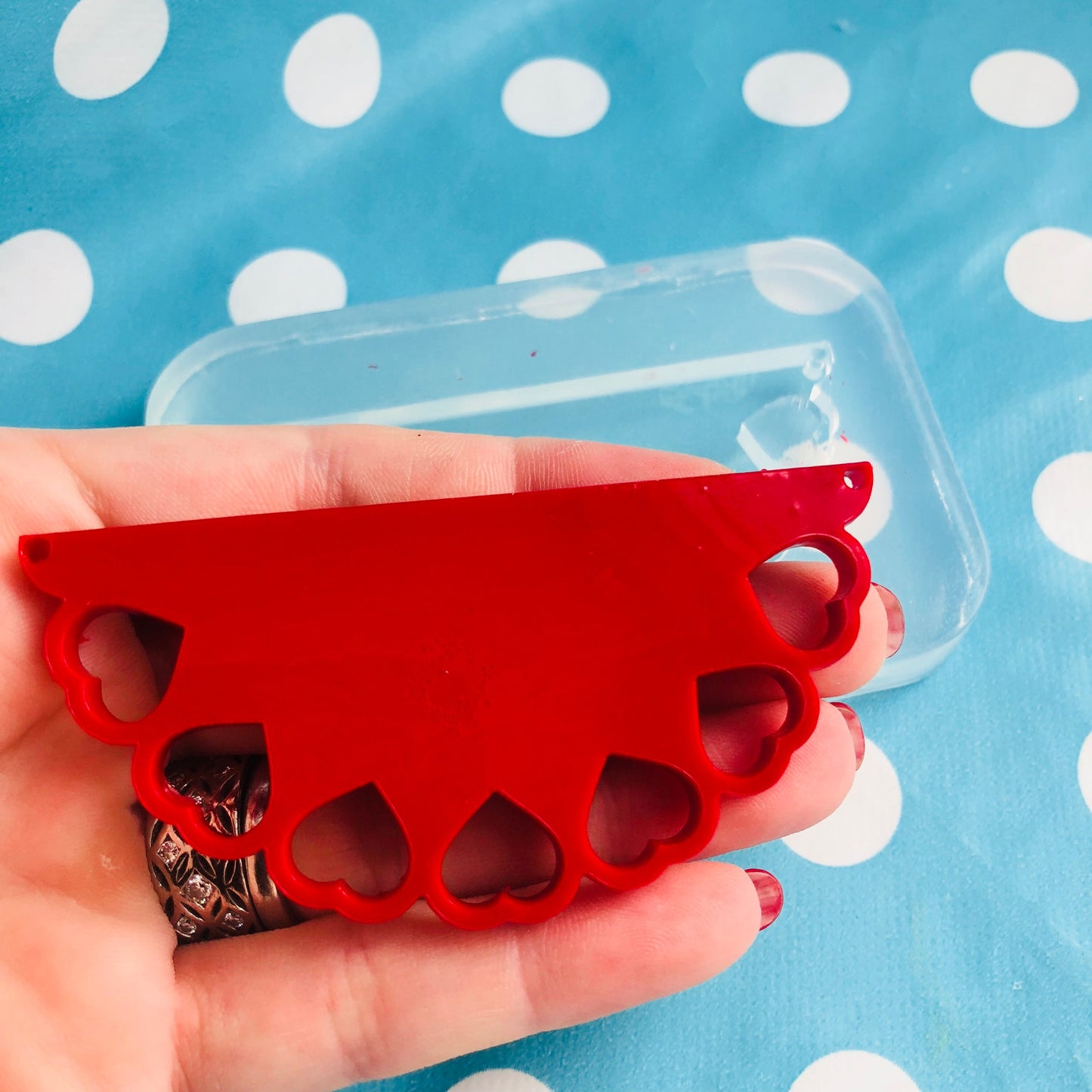 Silicone Cutout Heart Necklace Mold  - Earrings Resin Crafter Mould Pendant PM38 T