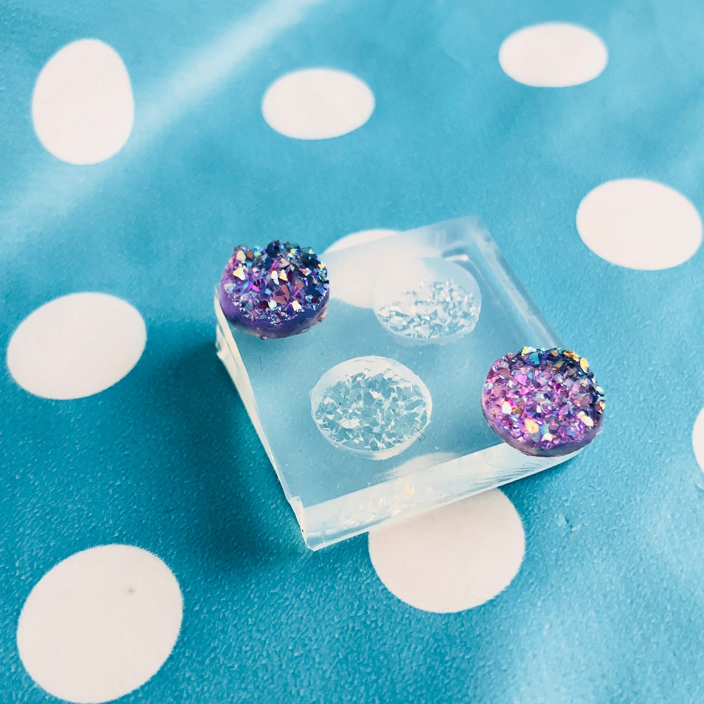 12mm Silicone Faux Druzy Earring Mold - Resin Mould Crafter EM312