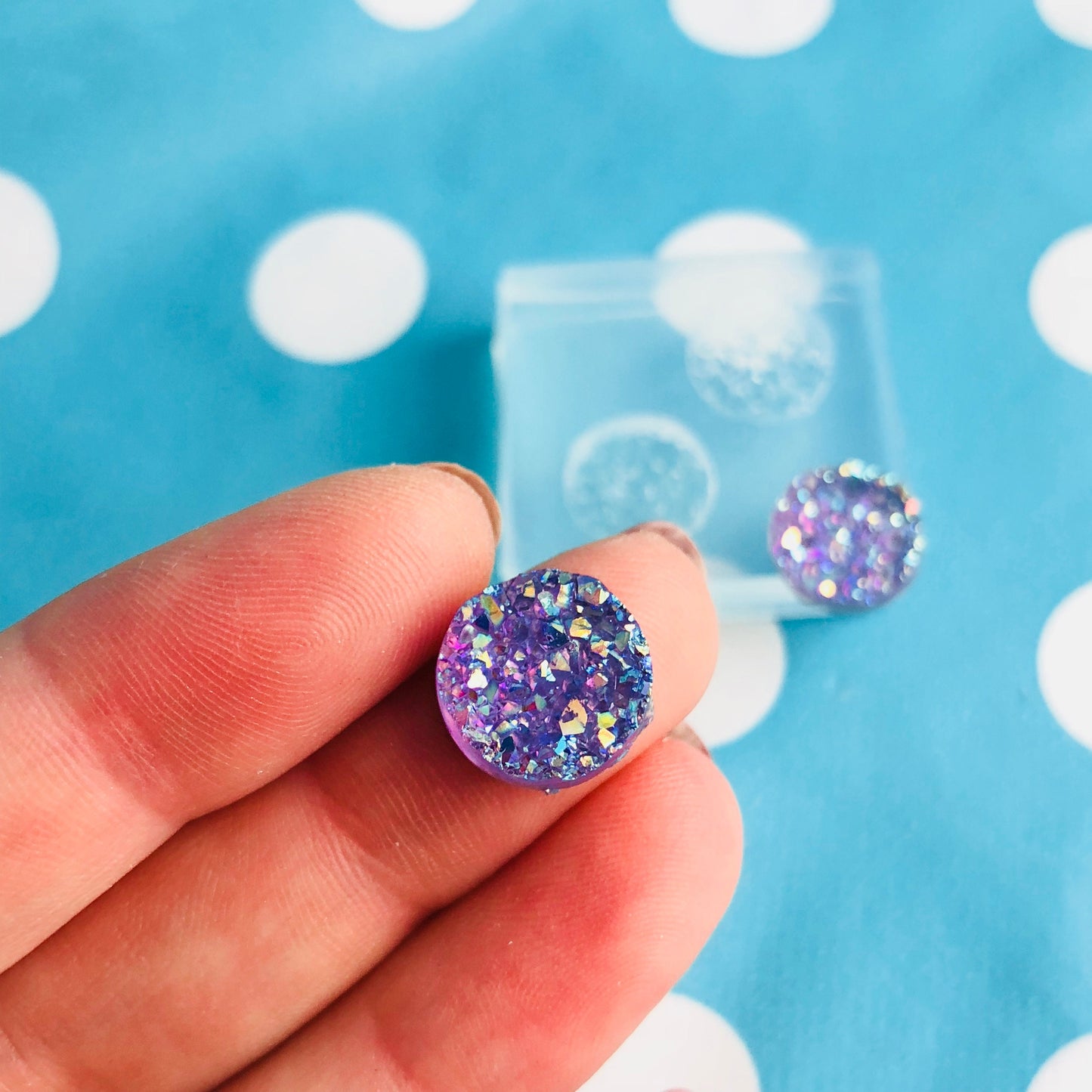 12mm Silicone Faux Druzy Earring Mold - Resin Mould Crafter EM312