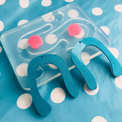 60mm XL Noodle Arc Silicone Dangle Earring Mold - Resin Mould EM300