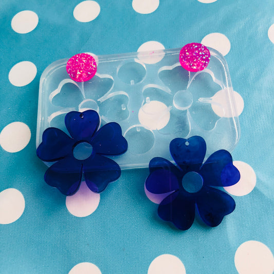 30mm Flat Flower Silicone Dangle Earring Mold Statement EM302