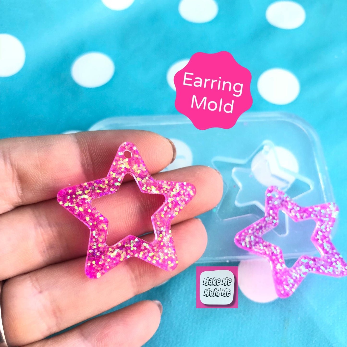 30mm Silicone Flat Cut Out Star Earring Mold -  Mould EM332