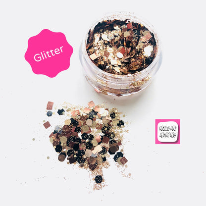 Black & Gold Glitter Mix: Non-Toxic Skin Safe Discs