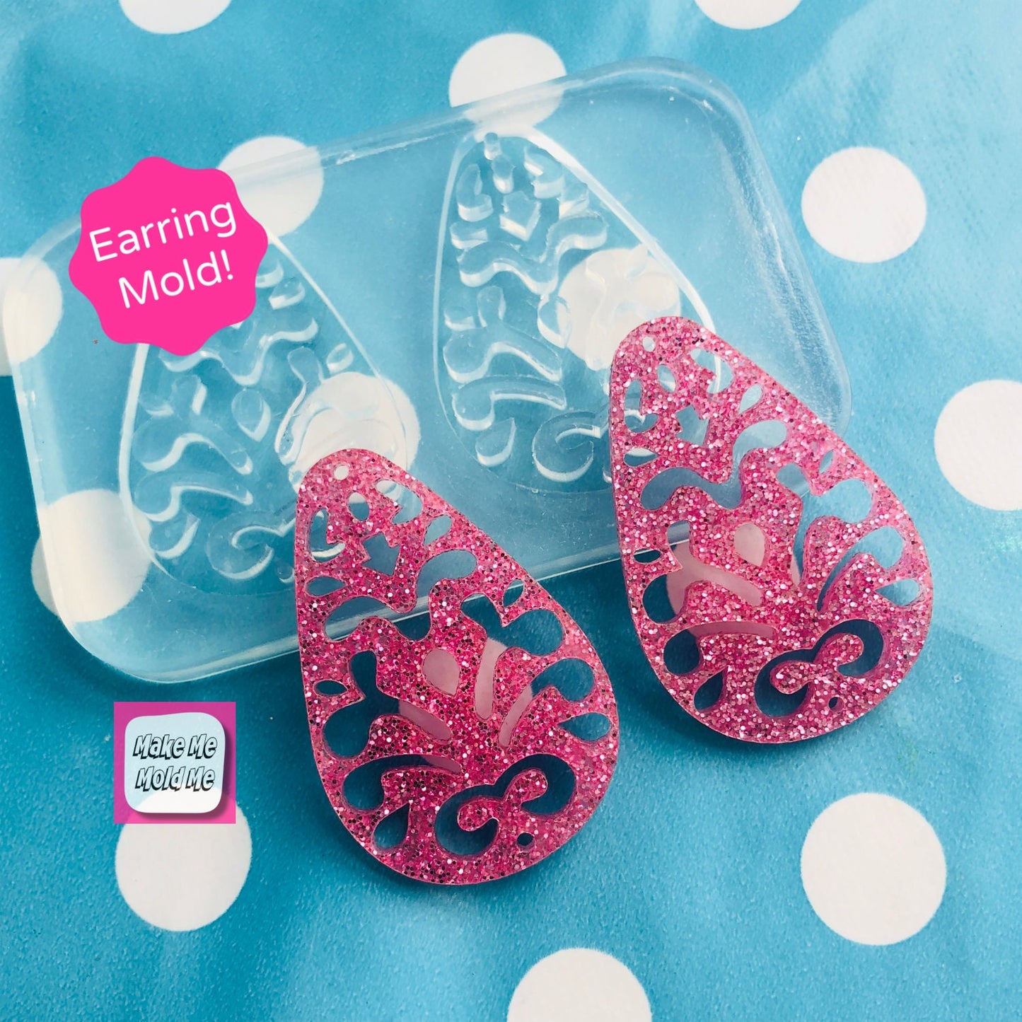 Clear Molds for Resin Jewellery 50mm Filigree Cut out Teardrop Earring Mold EM362