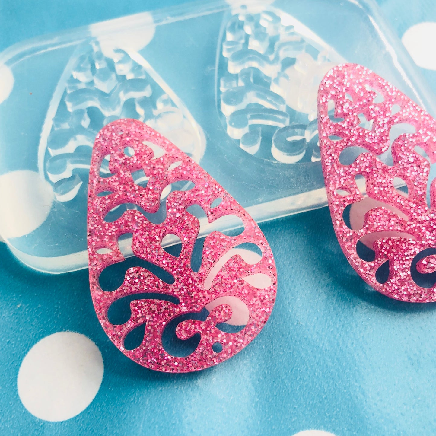 Clear Molds for Resin Jewellery 50mm Filigree Cut out Teardrop Earring Mold EM362