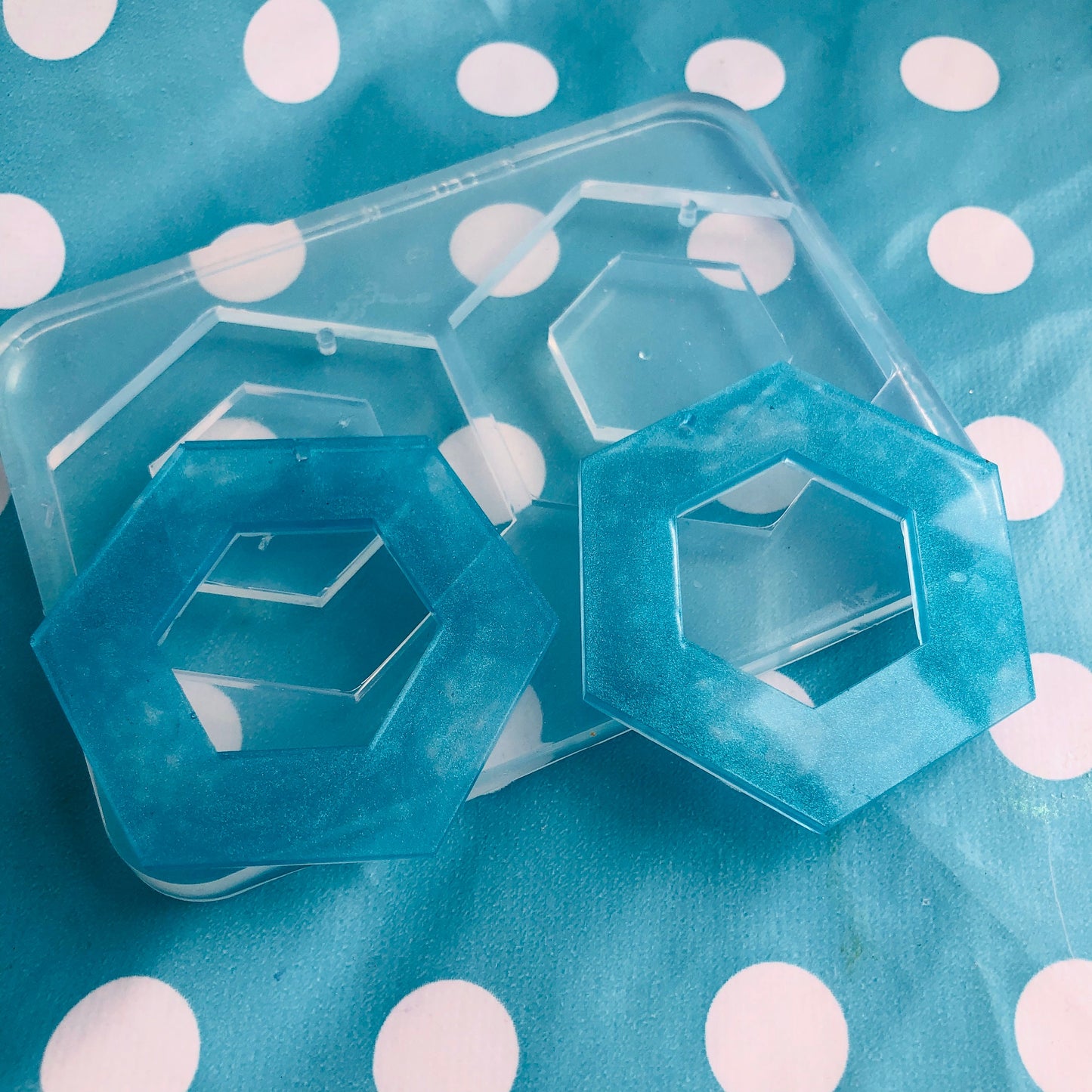 50mm Clear Silicone XL Cut Out Hexagon Earring Mold